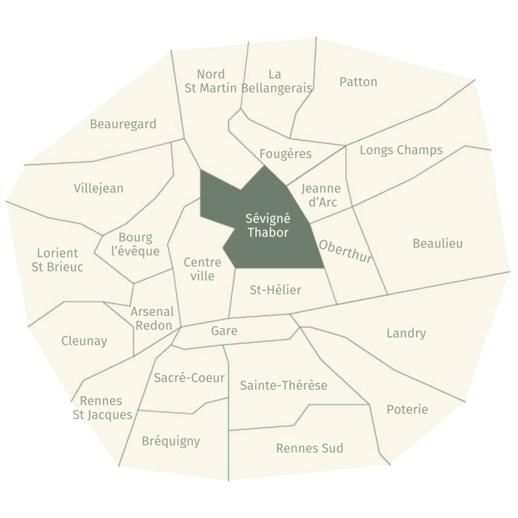 carte des quartiers de Rennes